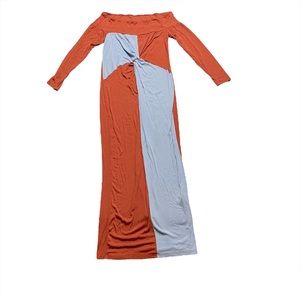 Shein Stretchy Ribbed Jersey Knit Long Sleeve Off The Shoulder Maxi Dress 0XL